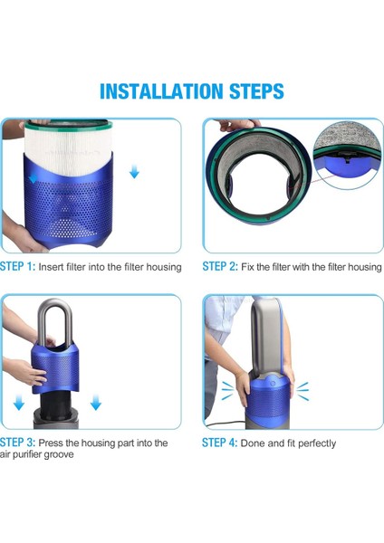 Dyson Pure Cool Link Desk DP01 DP02 ve Pure Hot + Cool Link HP01 HP02 Için Hepa Yedek Filtre, Parça 968125-03 (Yurt Dışından)