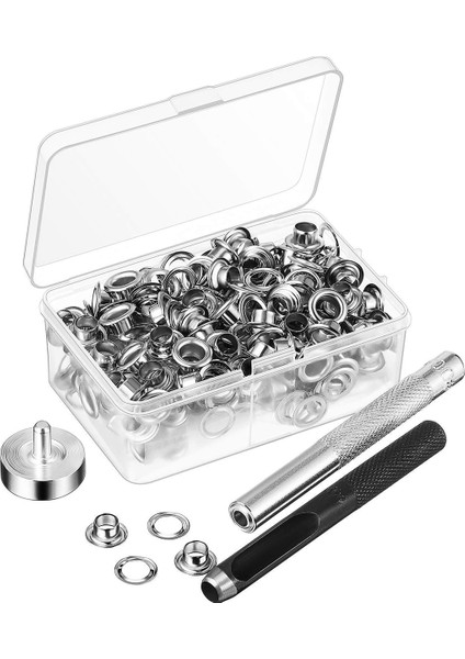 100 Adet Metal Kuşgözü Seti 6mm Grommet Yüzük Kiti Montaj Yumruk Çubuk Dıy Aksesuarları Için Deri El Sanatları Giyim Tamir (Yurt Dışından)