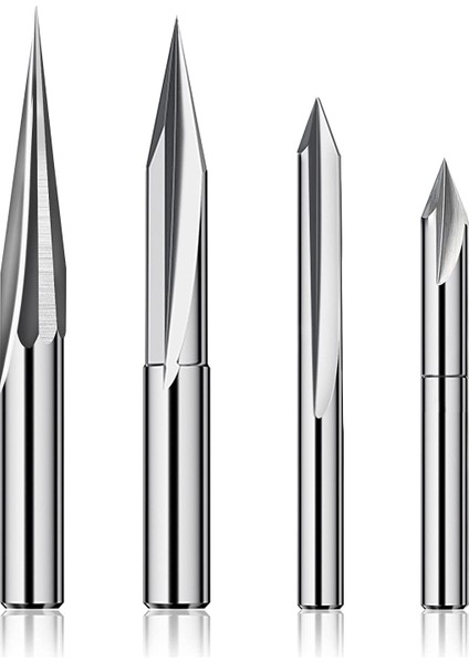 Cnc Freze Uçları Seti 1/4 Şaft, Gravür Ahşap Oyma Freze Ucu 6mm ve 4mm, V-Oluk, Profil Ucu, Tungsten Çelik - 4pcs (Yurt Dışından)