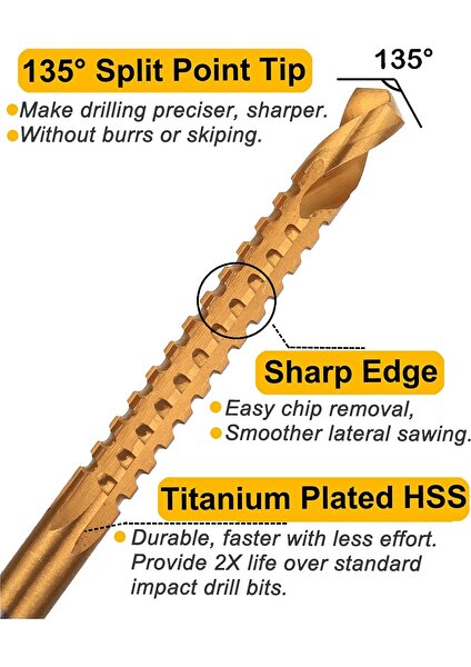 Paket Titanyum Kaplamalı Hss Büküm Uçları, 3-8mm Tırtıklı Yan Kesim Uçları Plastik Metal Ahşap Delikler Için Ağaç Işleme Aletleri (Yurt Dışından)