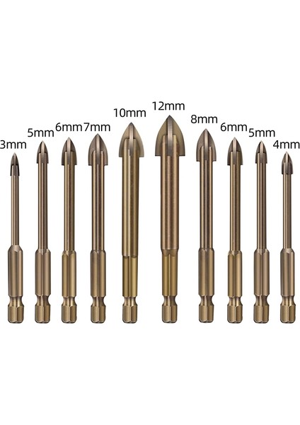 10PC Verimli Evrensel Delme Aleti, Çok Fonksiyonlu Çapraz Alaşım Matkap Ucu Ucu Araçları, Karbür Matkap Dokunun Ucu Seti (Yurt Dışından)