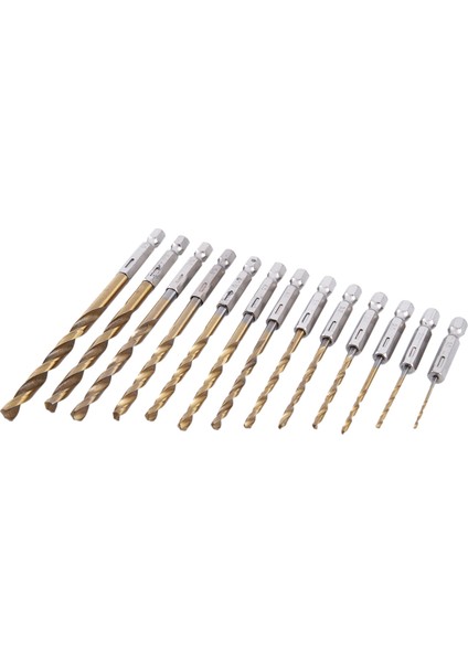13 Adet Hss Titanyum Kaplamalı Matkap Ucu Seti, 1/4 Inç Hex Şaftlı (Yurt Dışından)