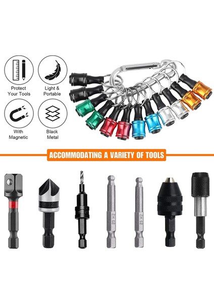 12 Adet 1/4 Inç Hex Shank Tornavida Uçları Tutucu Uzatma Çubuğu Anahtarlık Vida Adaptörü Matkap Uçları Tutucu (6 Renk) (Yurt Dışından)