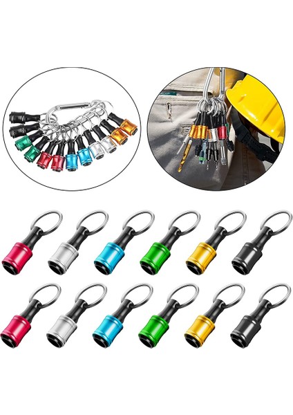 12 Adet 1/4 Inç Hex Shank Tornavida Uçları Tutucu Uzatma Çubuğu Anahtarlık Vida Adaptörü Matkap Uçları Tutucu (6 Renk) (Yurt Dışından)