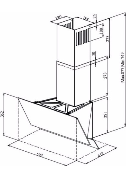 Uad 6011 BA3DHD 60 cm Beyaz Cam Duvar Tipi Ankastre Davlumbaz