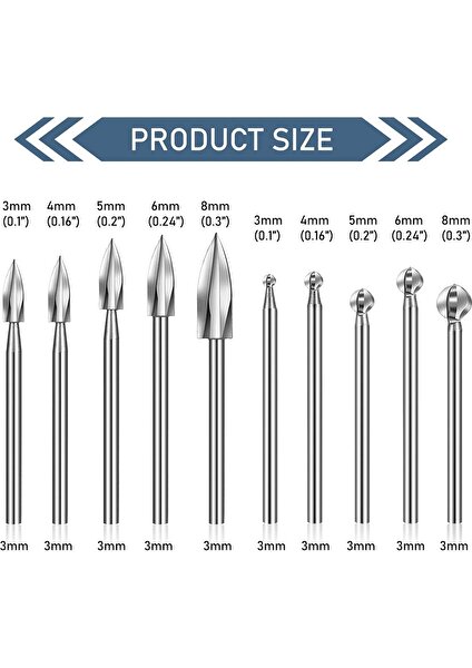 10 Adet Ahşap Oyma Uçları Gravür Matkap Aksesuarları Shank Yuvarlak Burun Koyu Oyma Matkap Ucu Döner Aletler Için (Yurt Dışından)
