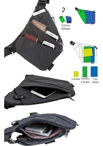 Unisex Siyah Kumaş Bel ve Çapraz Askılı Çanta modelleri