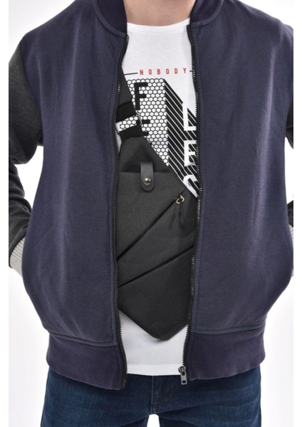 Unisex Siyah Kumaş Bel ve Çapraz Askılı Çanta