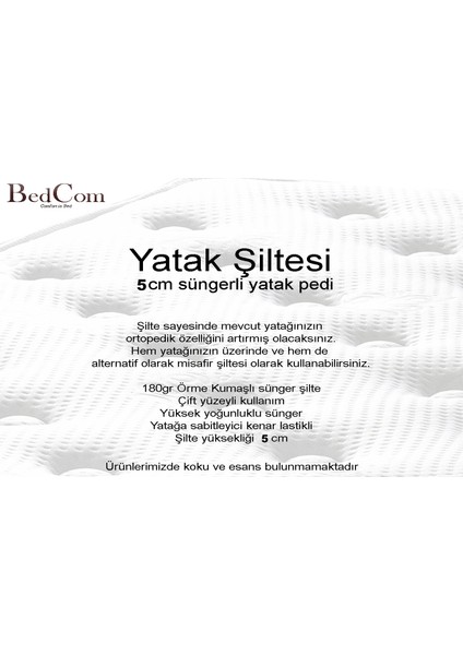 Cotton 5cm Sünger Şilte 180X200 Ped Yatak Şiltesi Pedi 50DN