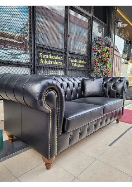 Black Deri Chesterfield