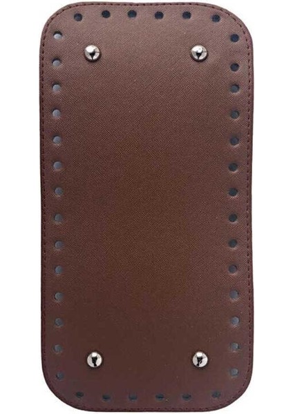 Suni Deri Çanta Tabanı Dikdörtgen Koyu Kahve 25X12CM