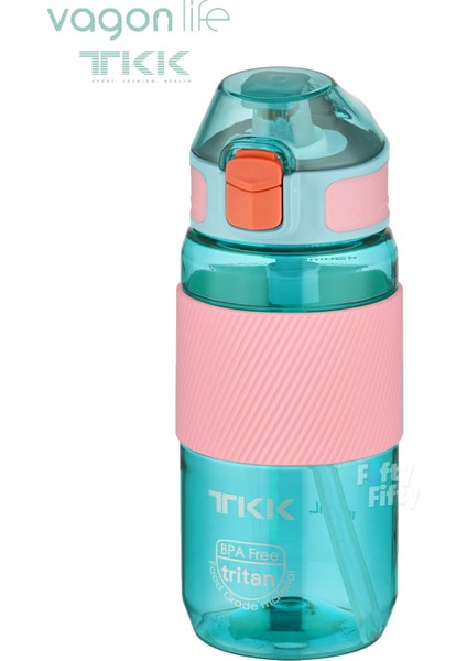 Tkk 500 ml Kalın Isırılamaz Pipetli Bpa Içermeyen Taşıma Kulplu Tritan Su Matarası FFTKK1003 500 ml