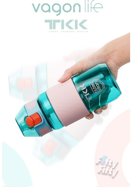 Tkk 500 ml Kalın Isırılamaz Pipetli Bpa Içermeyen Taşıma Kulplu Tritan Su Matarası FFTKK1003 500 ml