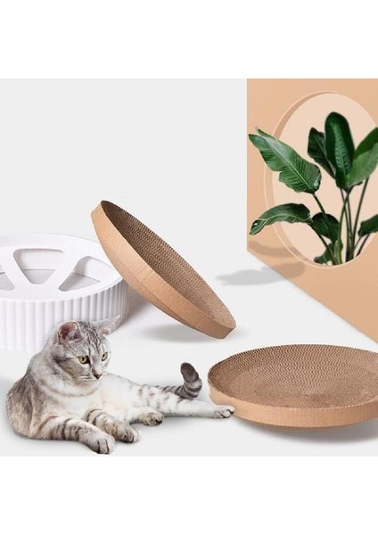 Yu Pet Pet Büyük Kase Şeklinde Kedi Scratcher Yüksek Yoğunluklu Oluklu Yuvarlak Kedi Scratcher (Yurt Dışından)