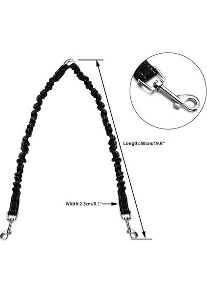 Bungee Çift Köpek Çoğaltıcı Kurşun, Hiçbir Arapsaçı Iki 2 Köpek Tasma ve Splitter Yürüyüş Yavru Küçük Orta Büyük Köpek (Siyah) (Yurt Dışından)