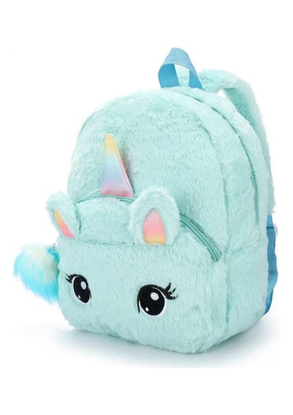 Unicorns Karikatür Okul Kitap Çantası Kız Kadın Kürk Sırt Çantası Anaokulu Sevimli Çanta Seyahat Çocuk Schoolbag Çocuklar Hediye Kitap Çantası Yeşil (Yurt Dışından)