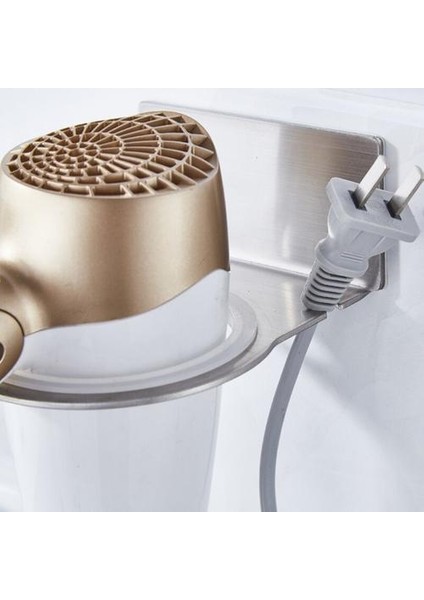 QX2C Paslanmaz Çelik Saç Kurutma Makinesi Tutucu Blower Organizatör Banyo Saç Bakımı Aracı Tutucu Delmek Kolay Yumruk Ücretsiz Nokta | Banyo Rafları (Yurt Dışından)