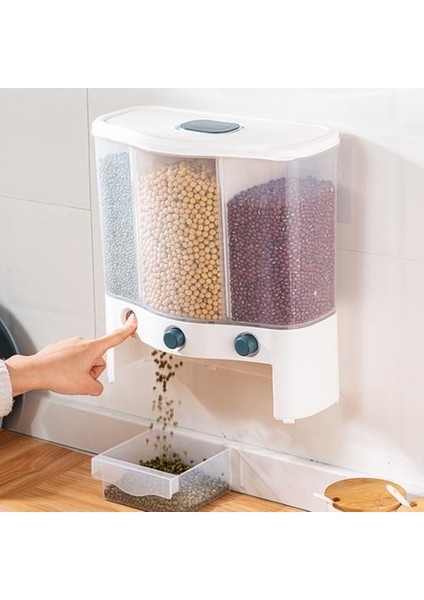 6l Kuru Gıda Dağıtıcı Tahıl Duvarı Monte Ayrı Pirinç Kovası Nem Geçirmez Otomatik Raflar Kapalı Ölçüm Mutfak Depolama | Şişeler, Kavanozlar ve Amp;kutular (Yurt Dışından) fırsatları