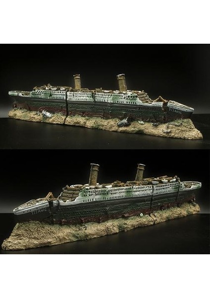 Akvaryum Balık Tankı Vintage Dekoratif Kayıp Enkaz Tekne Titanic Gemi Süsler Reçine Tasarım Pet Malzemeleri Ev Dekorasyonu | Süslemeler (Yurt Dışından) fırsatları