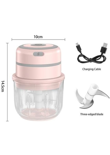 USB Şarj Mini Sarımsak Masher Basın Kablosuz Sebze Biber Yeminin Sağlam Kıyma Gıda Chopper Mutfak Gadget Aracı (Pembe) (Yurt Dışından)