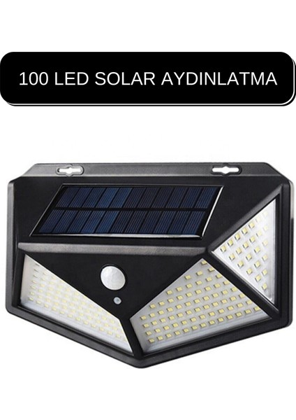 100 Ledli Solar Güneş Enerjili Hareket Sensörlü Bahçe Garaj Ev Aydınlatma Lambası