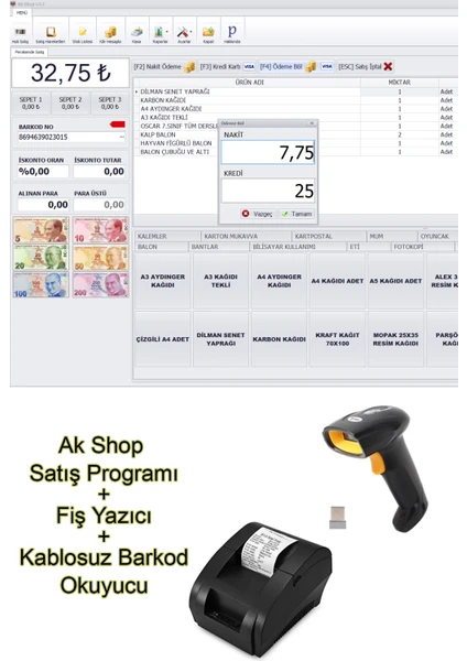 Barkod Satış Sistemi & Market Programı (3'lü Set)