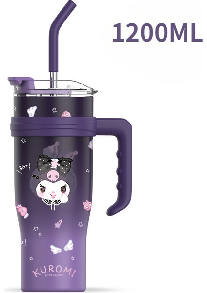 Kızlar Için Kuromi Thermos Cup, Büyük Kapasiteli Saman, Erkekler Için Buz Kupası, Soğuk ve Termos Çift Amaçlı Bardak (Yurt Dışından)