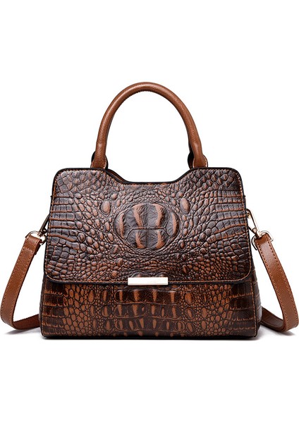 Bayan Çanta 2023 Yeni Avrupa ve Amerikan Retro Timsah Desen Büyük Kapasite Basit Atmosfer (Yurt Dışından)