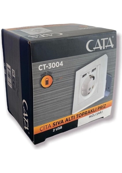 CT-3004 Çift Usb'li Topraklı Priz Hızlı Şarj+Çocuk Koruma