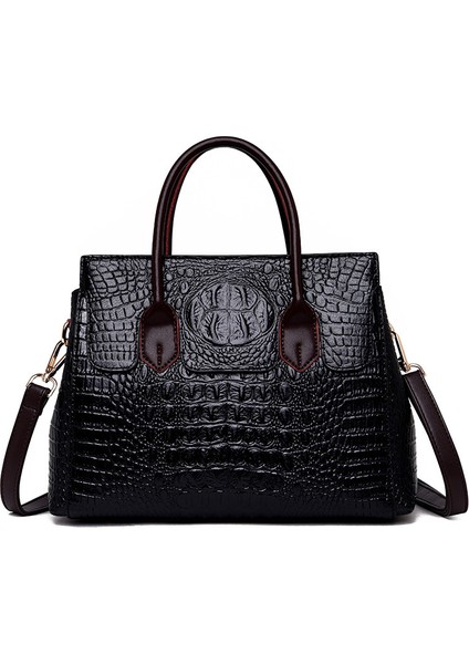 Bayan Çanta Yeni Avrupa ve Amerikan Retro Timsah Deseni Yüksek Duylu Tote Çanta Büyük Kapasiteli Tek Omuzlu Çapraz Kadın Çantası (Yurt Dışından)