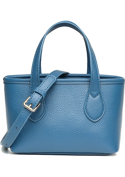 Deri Kadın Çanta Çanta Yeni Kore Sürümü Birinci Katlı Deri Moda Tote Çanta Kadın Tek Omuz Crossbody Çanta Kova Çanta Gelgit (Yurt Dışından)
