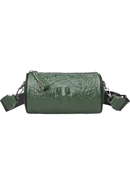 Hakiki Deri Kadın Çantası Ilk Katman Inek Derisi Omuz Crossbody Çanta 2023 Yeni Moda Timsah Desen Küçük Kare Çanta Geniş Omuz Askısı (Yurt Dışından)