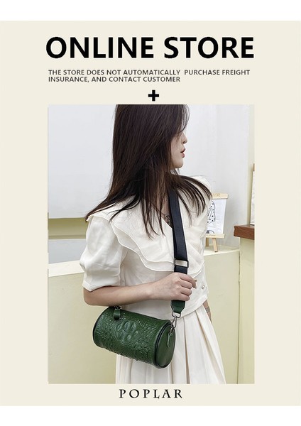 Hakiki Deri Kadın Çantası Ilk Katman Inek Derisi Omuz Crossbody Çanta 2023 Yeni Moda Timsah Desen Küçük Kare Çanta Geniş Omuz Askısı (Yurt Dışından) fiyatları