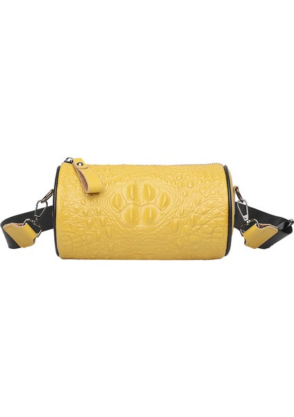 Hakiki Deri Kadın Çantası Ilk Katman Inek Derisi Omuz Crossbody Çanta 2023 Yeni Moda Timsah Desen Küçük Kare Çanta Geniş Omuz Askısı (Yurt Dışından)