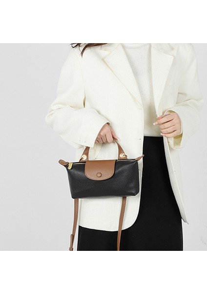 Deri Çanta Kadın Çanta 2023 Yeni Yeni Basit Moda Büyük Kapasiteli Yumuşak Deri Tek Omuzlu Crossbody Çanta (Yurt Dışından)