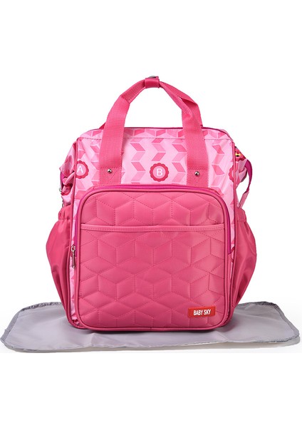 Yeni Moda Baskı Çok Fonksiyonlu Omuzlu Anne Çantası Büyük Kapasiteli Anne ve Bebek Sırt Çantası Çok Bölmeli Bebek Bezi Çantası (Yurt Dışından)