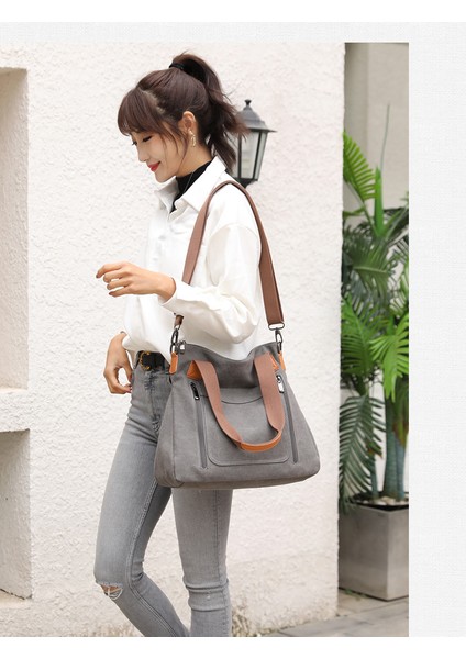 Crossbody Çanta Kadın 2023 Yeni Vahşi Taşınabilir Büyük Kapasiteli Kadın Çantası Kanvas Çanta Kadın Rahat Omuz Çantası Bayan Çanta (Yurt Dışından) modelleri