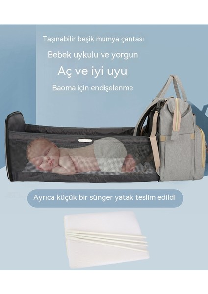Mumya Çanta Beşik Katlanır Çok Fonksiyonlu Su Geçirmez Anne Bebek Çanta Genişletilmiş Yatak Yalan Bebek Çanta (Yurt Dışından) modelleri