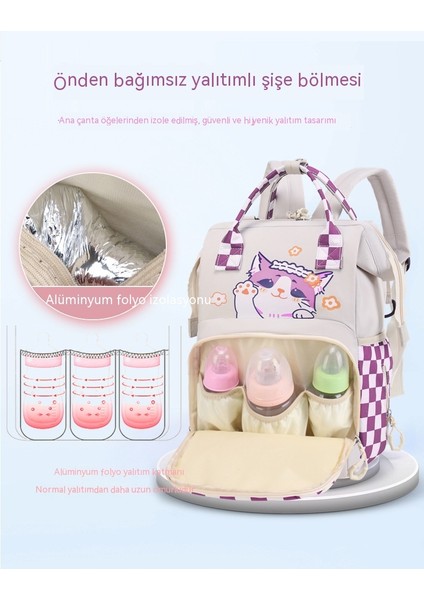 Yeni Anne ve Bebek Çantası Kedi Yavrusu Desen Sevimli Anne Çanta Hayvan Ekose Omuz Saklama Süt Yalıtım Hapsi Çanta (Yurt Dışından) fırsatları