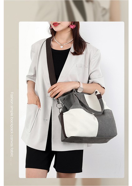 Rahat Bayan Kanvas Çanta Moda Vahşi Taşınabilir Crossbody Çanta 2023 Trend Yeni Dikiş Renk Tek Omuzlu Kadın Çantası (Yurt Dışından)
