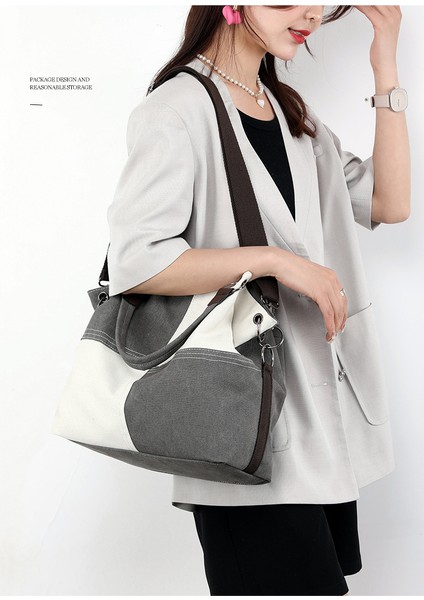 Rahat Bayan Kanvas Çanta Moda Vahşi Taşınabilir Crossbody Çanta 2023 Trend Yeni Dikiş Renk Tek Omuzlu Kadın Çantası (Yurt Dışından)