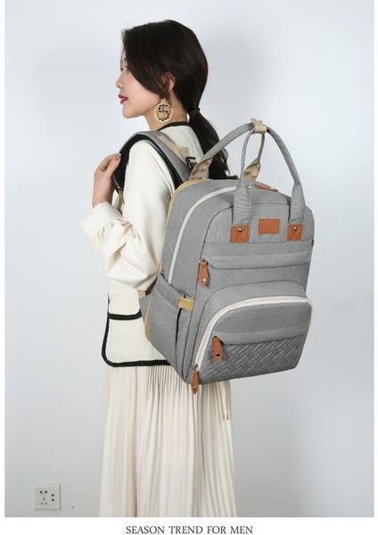 Anne Torbası Çok Fonksiyonlu Omuzlu Anne ve Bebek Torbası Beşik Çanta Tamamlayıcı Gıda Torbası Kuru ve Islak Ayırma Torbası Çocuk Bezi Değiştirme Sırt Çantası (Yurt Dışından) fiyatları