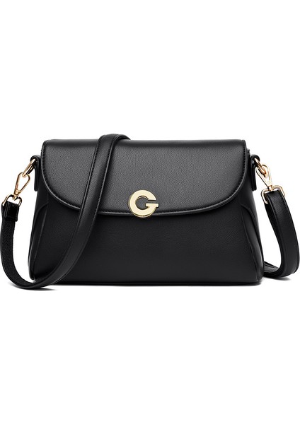 Çanta 2023 Yeni Moda Orta Yaşlı Anne Crossbody Çanta Bayan Vahşi Katı Renk Küçük Kare Çanta Tek Omuz Yumuşak Deri Kadın Çanta (Yurt Dışından)