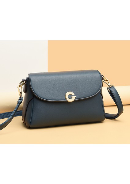 Çanta 2023 Yeni Moda Orta Yaşlı Anne Crossbody Çanta Bayan Vahşi Katı Renk Küçük Kare Çanta Tek Omuz Yumuşak Deri Kadın Çanta (Yurt Dışından)