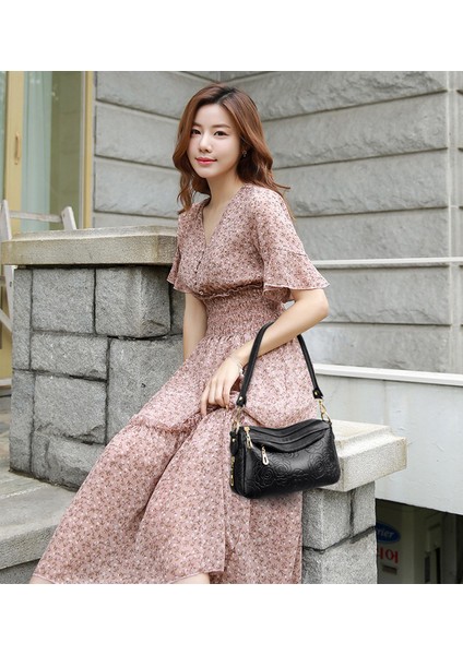 Çanta 2023 Yeni Moda Trendy Anne Kız Xia Xiao Crossbody Çanta Yumuşak Deri Kadın Çanta Çift Omuz El Küçük Kare Çanta (Yurt Dışından) fiyatları