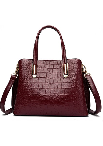 Çanta Kadın Çantası 2023 Yeni Avrupa ve Amerikan Tarzı Timsah Desen Bayan Çanta Çok Katmanlı Büyük Kapasiteli Tek Omuzlu Messenger Çanta (Yurt Dışından)