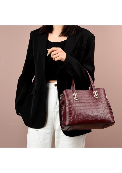 Çanta Kadın Çantası 2023 Yeni Avrupa ve Amerikan Tarzı Timsah Desen Bayan Çanta Çok Katmanlı Büyük Kapasiteli Tek Omuzlu Messenger Çanta (Yurt Dışından) fırsatları