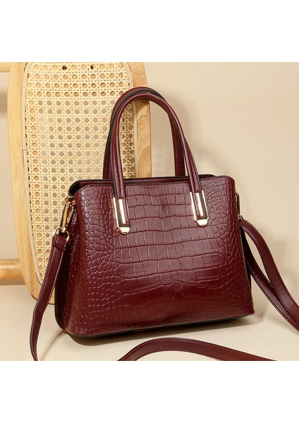 Çanta Kadın Çantası 2023 Yeni Avrupa ve Amerikan Tarzı Timsah Desen Bayan Çanta Çok Katmanlı Büyük Kapasiteli Tek Omuzlu Messenger Çanta (Yurt Dışından) indirimleri