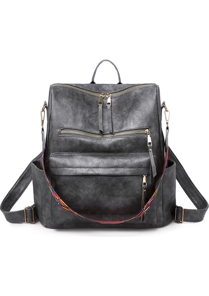 Backpack Büyük Kapasiteli Sırt Çantası Kadın Avrupa ve Amerikan Retro Bayan Sırt Çantası (Yurt Dışından)