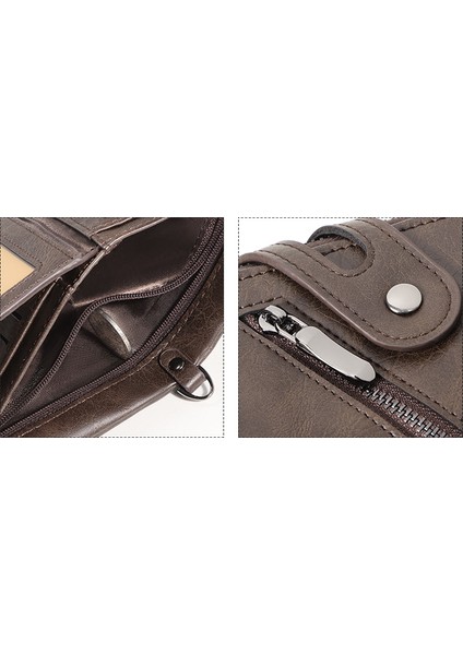 Hırsızlık Yenileme Erkek Deri Cüzdan Wallet Retro Çift Fermuarlı Para Cüzdanı Erkek Cüzdan (Yurt Dışından)